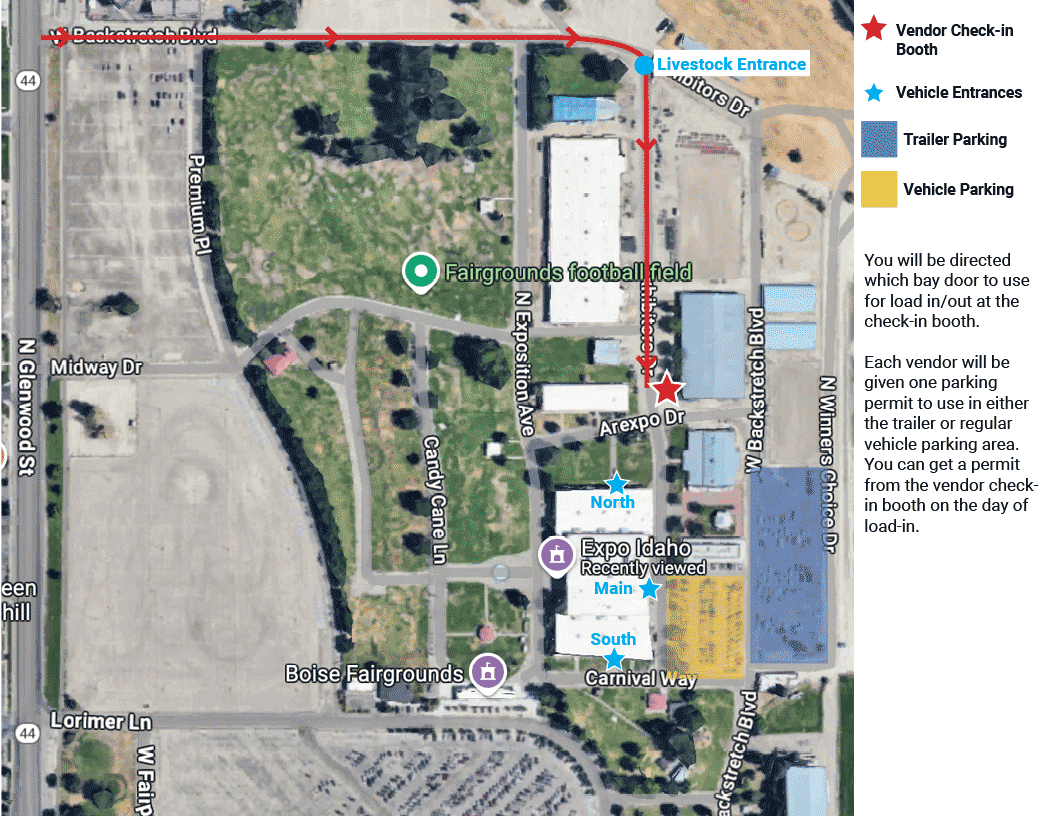 Boise Off-Road & Outdoor Expo Vendor Load-in Map